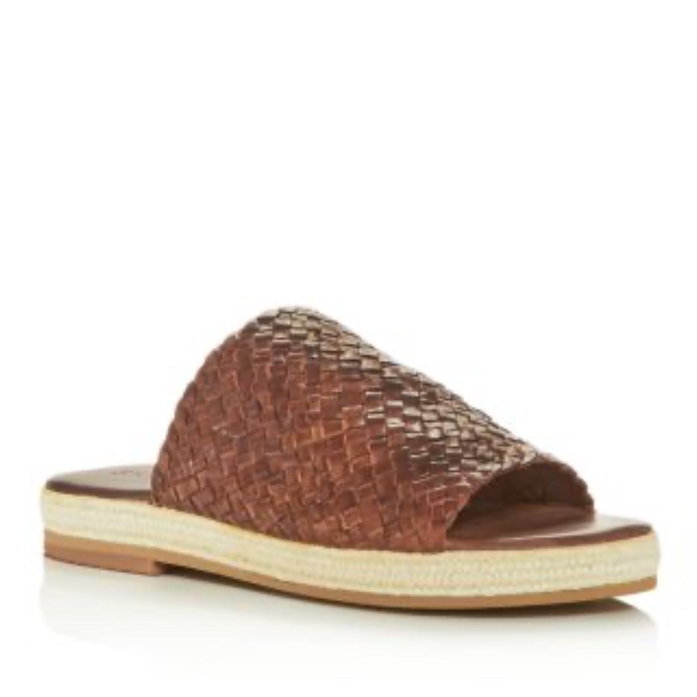 St. Agni Tuscan Woven Espadrille Slide Sandals in Brown 39